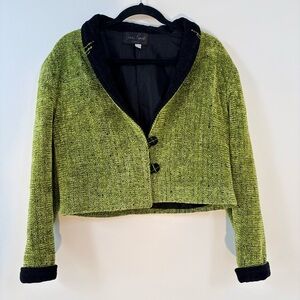 Dahlia Popovits Green Professional Artsy Tailored Blazer Jacket Women Size XL